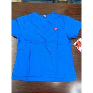 NWT Dickies Mini V-Neck Scrub Top In Royal Blue Size X-Small